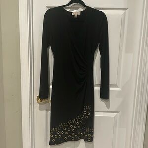 Long sleeve dress gold circles/studs